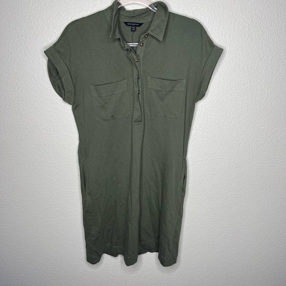 Banana Republic Women’s Collared Knit Mini Dress Army Green Size XS - Picture 2 of 6